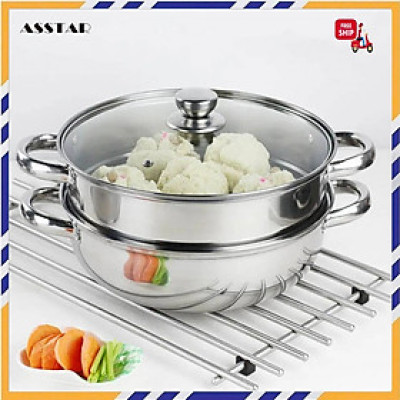 Nồi Hấp 2 Tầng Cách Thủy Đa Năng Đường Kính 28 cm - Hàng Chính Hãng