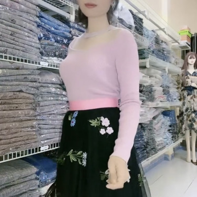 Set áo thu đông kèm váy thêu hoa nhã nhặn sắc sảo myqlothing.