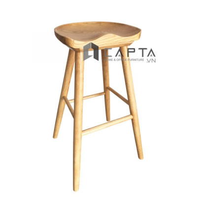 Ghế quầy bar 65cm gỗ tự nhiên CB2146-65W Nội thất Capta Ghế đảo bếp màu gỗ tự nhiên chân gỗ cao su cố định 