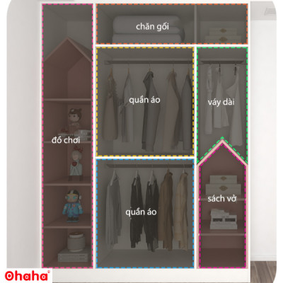 Tủ Quần Áo Trẻ Em Hiện Đại Ohaha - TAK007