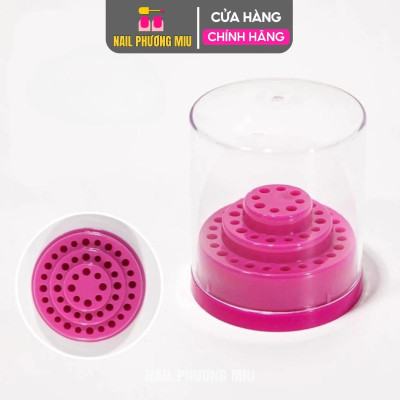 Hộp Đựng Đầu Mài 48 Lỗ Bằng Nhựa Màu Ngẫu Nhiên Size To Nhỏ, Hộp Cắm Đầu Mài Móng Làm Nail Chuyên Dụng, Nắp Bảo Quản Chắc Chắn, Chống Bụi Bẩn