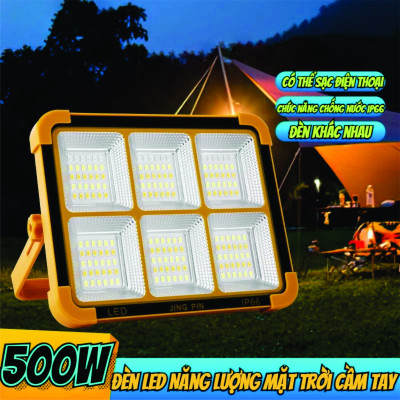 Đèn Năng Lượng Mặt Trời Đa Năng Cầm Tay 300W, Đèn LED Tích Điện Cầm Tay Chống Nước IP66, 5 Chế Sáng, Có Đèn Cảnh Báo