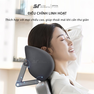 Gối Tựa Đầu Ghế Văn Phòng, Gối Kê Cổ Cao Su Non, Ngàm Khóa Cố Định Trên Ghế Giảm Mỏi Vai Gáy- Sairui