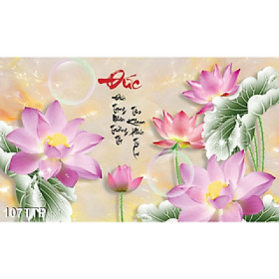 Tranh Dán Tường 3D Hoa Sen - Có Sẵn Keo - THS034