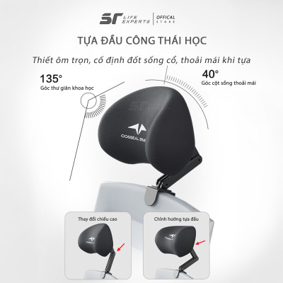 Gối Tựa Đầu Ghế Văn Phòng, Gối Kê Cổ Cao Su Non, Ngàm Khóa Cố Định Trên Ghế Giảm Mỏi Vai Gáy- Sairui