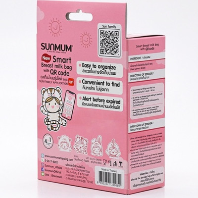 Hộp 30 túi trữ sữa Sunmum mini 100ml Thái Lan (có tem niêm phong) tặng 2 zipper 15x20cm