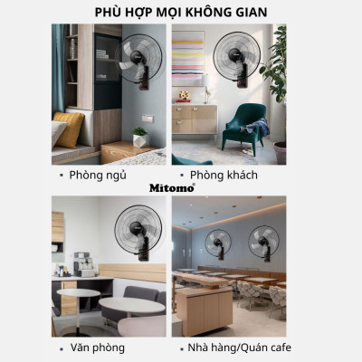 Quạt treo tường Mitomo FTT-60 hàng chính hãng, có điều khiển tử xa, động siêu xịn bảo hành 24 tháng