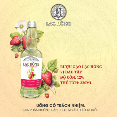 [COMBO 6 CHAI] Rượu Gạo Lạc Hồng Vị Dâu Tây thơm ngon dễ uống được chưng cất từ gạo lên men 330ml