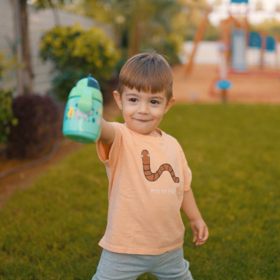 Bình Tập Uống Nước Có Ống Hút Đáy Nặng Kháng Khuẩn Chống Tràn Cho Bé Tommee Tippee Superstar 300ml, Từ 6 Tháng - Xanh Lá