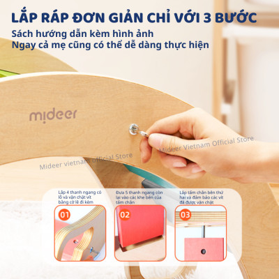 Ván thăng bằng montessori bập bênh vận động cho bé Mideer Rainbow Wooden Climber