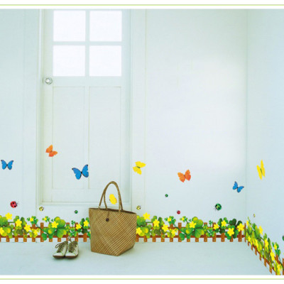 Decal dán chân tường Hoa dừa cạn vàng AmyShop DCT027 - 2 bộ ( 25 x 370 cm )