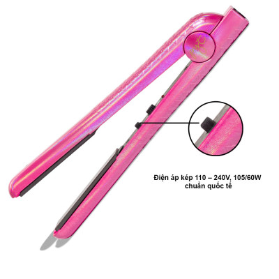 Máy Ép Tóc Lõi Sứ PYT Ceramic Styling Tool (2 trong 1) - Màu Hồng Ánh Kim - Công Nghệ Nhiệt Hồng Ngoại Xa - Có Thể Vừa Duỗi Và Uốn Tóc