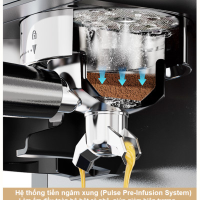 Máy pha và xay cà phê bán tự động 3 trong 1 Espresso, Cappuccino, Latte. Kết hợp 20 chế độ xay. Thương hiệu Mỹ cao cấp HiBREW - H20. HÀNG CHÍNH HÃNG
