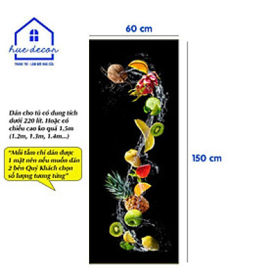Decal dán tủ lạnh mẫu hoa quả - Chất liệu chống nước, phù hợp với mọi loại tủ