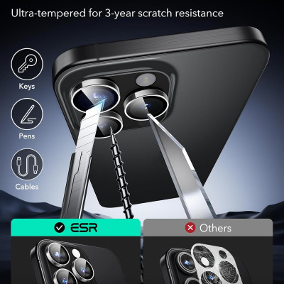 Kính Cường Lực siêu mỏng chống trầy xước bảo vệ ống kính camera ESR cho iPhone 16 Pro / iPhone 16 Pro Max - Hàng Chính Hãng