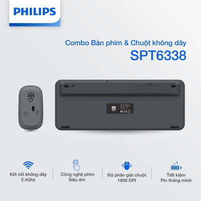 Combo Bàn phím và Chuột không dây Philips SPT6338 - Hàng chính hãng