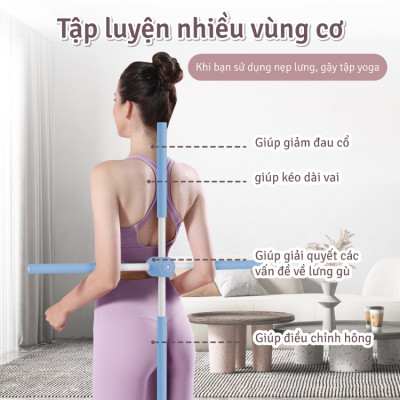 BG Gậy Tập Lưng, Vai 6015 GREY, Chống Gù, Uốn Thẳng Lưng, Gậy Tập Yoga ( hàng nhập khẩu)