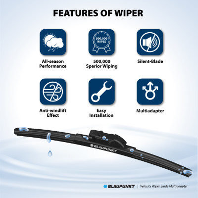 Bộ Gạt Mưa Ô Tô Blaupunkt Velocity R16"/350mm, L24"/600mm Dành Cho Toyota Innova