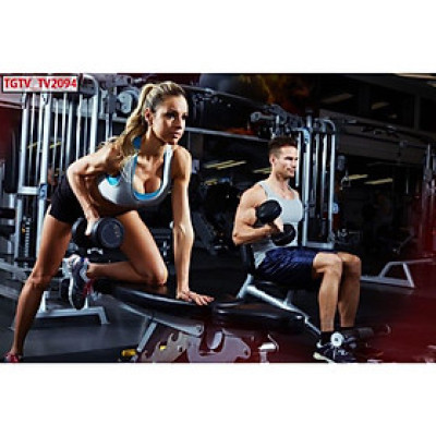 Tranh dán tường 3d trang trí phòng gym - ép kim sa - có sẵn keo GY21