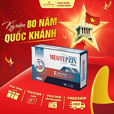 Viên uống Meotepzin Forte hỗ trợ giảm đầy bụng, chướng hơi, khó tiêu (30 viên) - Nutramed