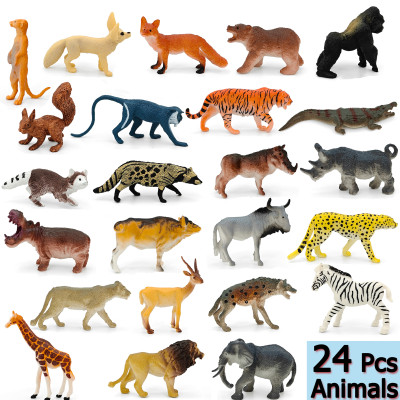 Bộ 24 đồ chơi Thú Rừng Châu Phi đặc nguyên khối thế giới động vật Animal World vua sư tử cho bé