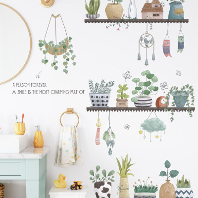 Sticker Giấy Dán Tường Decal Dán tường Tranh Dán Tường Trang Trí Tường Mẫu Kệ Hoa Lá Phong Cách Vintage ZDB-2284