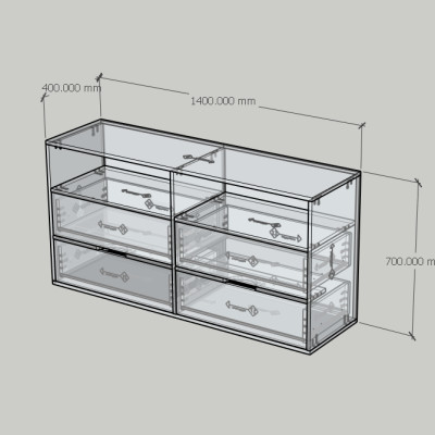HAPPY FURNITURE , Tủ lưu trữ 4 ngăn kéo - LAYLA , THK_330 , 140cm x 40cm x 70cm DxRxC