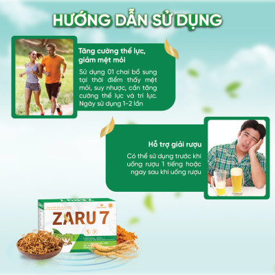 Nước Giải Rượu ZARU 7 Thanh Nhiệt Mát Gan Hỗ Trợ Giảm Mệt Mỏi, Nhức Đầu, Buồn Nôn Do Rượu Bia Hộp 5 Chai