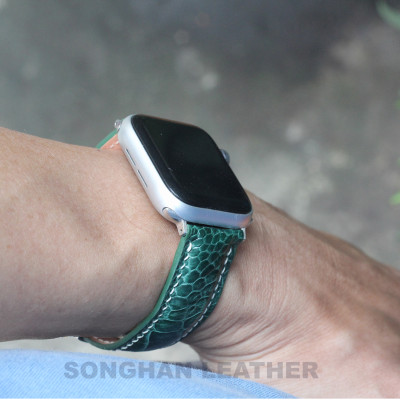 Dây Đeo Thay Thế Dành Cho Apple Watch Da Đà Điểu Vân To Khóa Gập Hoàn Thiện Thủ Công, Dây Da Apple Watch Series 2,3,4,5,6,7 Size 38mm,40mm,41mm,42mm,44mm,45mm Hàng Chính Hãng Songhan Leather