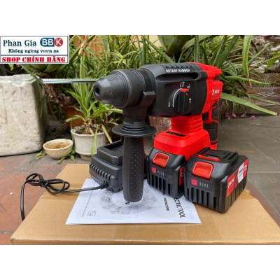 [LOẠI 1] Máy Khoan Đục Bê Tông 3 Chức Năng Dùng Pin KEN 199V Động Cơ Không Chổi Than Bộ 2 Pin 15cell