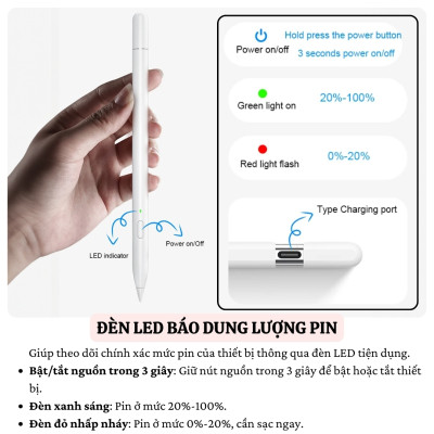 Bút cảm ứng cảm biến nghiêng chống tì tay sạc nam châm WIWU Stylus A01 cho iPad Pro Air Mini đời 2018 trở lên Gen 7 8 9 10 10.9 11 12.9 13 Mini 6 M1 M2 M3 M4 - Hàng nhập khẩu