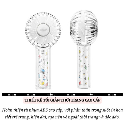 Quạt cầm tay turbo mini siêu mát Pin trâu 1200 mAh, nhỏ gọn linh hoạt hiệu WlWU WI-FS012 - 03 chế độ gió, dùng liên tục 6h, thiết kế đẹp, bền - hàng nhập khẩu