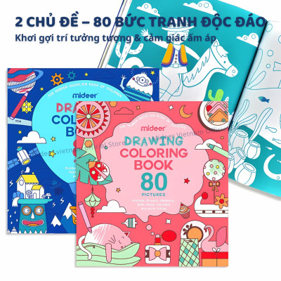 Sách tô màu cho bé gái, bé trai Mideer Drawing Coloring tranh tô màu cao cấp