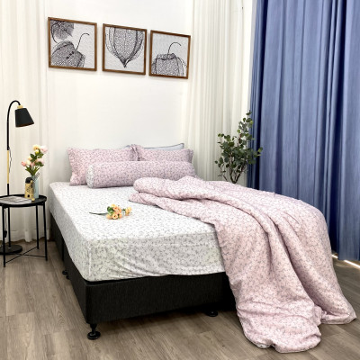 Chăn bốn mùa Hàn Quốc K-Bedding by Everon MicroTencel Hồng In Hoa KMTP113 180*200cm