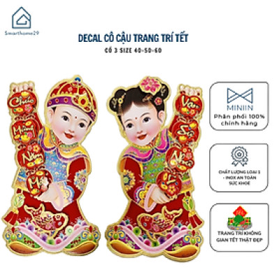 Decal Mẫu Cô Cậu Tiên Đồng Ngọc Nữ - Decal Trang Trí Tết Dán Kính, Dán Tường - HÀNG CHÍNH HÃNG MINIIN