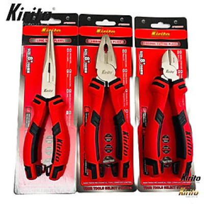 Bộ Kìm Kirito 3 Món Cho Thợ Điện – Thép CR-V – Siêu Bền – Cắt Dây, Uốn, Gắp- Kìm đỏ đen KIRITO