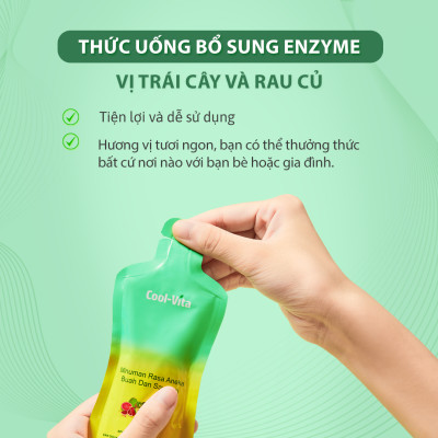 Combo 4 Hộp Nước Uống Bổ Sung Enzyme Chiết Xuất Từ Trái Cây và Rau Củ Hỗ Trợ Tiêu Hoá, Thanh Lọc Cơ Thể Coolvita - Hộp 7 Túi