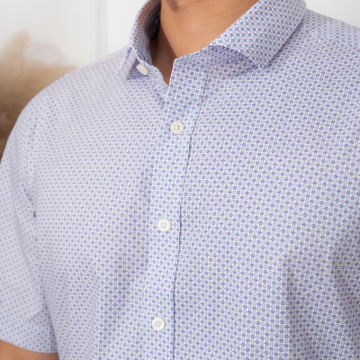 Áo sơ mi nam công sở họa tiết nhỏ cộc tay Custom Fit mã ALGS-C84