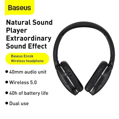 Tai Nghe Chụp Tai Không Dây Cao Cấp Baseus Encok Wireless Headphone D02 Pro Bluetooth 5.0 Âm Thanh Hifi Loa Siêu Trầm - Hàng Chính Hãng