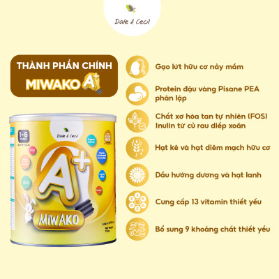 Sữa Miwako A+ Hộp 400g Vị Vani Nhập Khẩu Malaysia, Sữa Hạt Hữu Cơ Organic Cho Bé Từ 1-6 Tuổi Giúp Cải Thiện Ngôn Ngữ Phát Triển Trí Não & Chiều Cao Vị Ngọt Tự Nhiên Dễ Uống