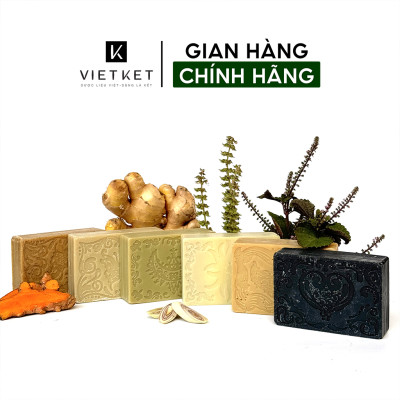 Cục Xà Bông Thảo Dược Trầu Không VIETKET 100g - Làm Sạch, Giảm Mụn Lưng, Sáng Da, Duy Trì Độ Ẩm, Hương Thơm Thảo Dược