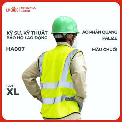 Áo phản quang Palize với dải Phản quang Poly sáng 5cm màu CHUỐI - Mã HA007