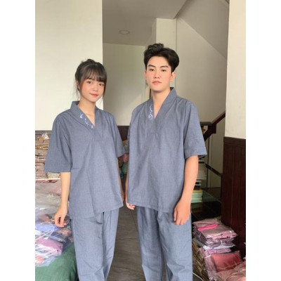 Đồ Lam Đi Chùa Tim Tâm Mẫu Cặp