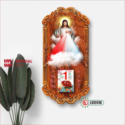 Lịch gỗ Công giáo Chúa Giêsu treo tường IMWI GIMIVINA LGV2416