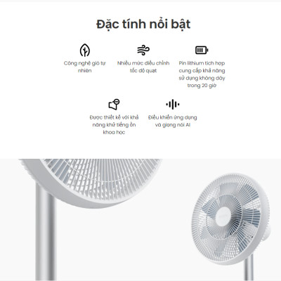 Quạt Điện Thông Minh Smartmi Standing Fan 2S động cơ không chổi than biến tần DC - Hàng Chính Hãng