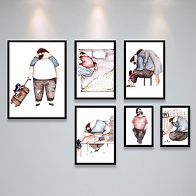 Bộ Khung Ảnh Treo Tường Ba Và Con Gái Ý Nghĩa Và Ấm Áp Tình Cha Con Tặng Kèm bộ ảnh như hình mẫu, đinh treo tranh và sơ đồ treo PGC264