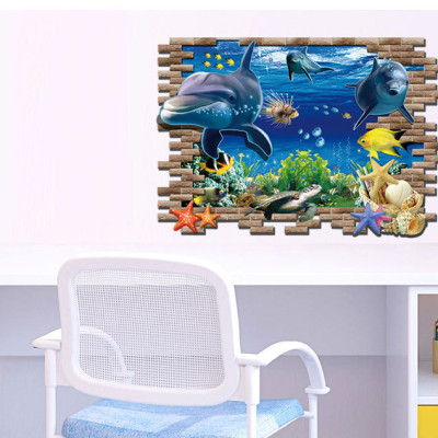 Decal Dán Tường Cá Heo 3D - AY9706