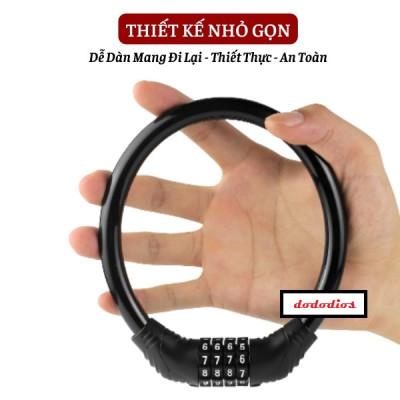 Khóa Dây Xe Đạp 4 Số Lõi Thép Đường Kính 12mm Chống Trộm Siêu Bền Dài 40cm - Chính hãng dododios