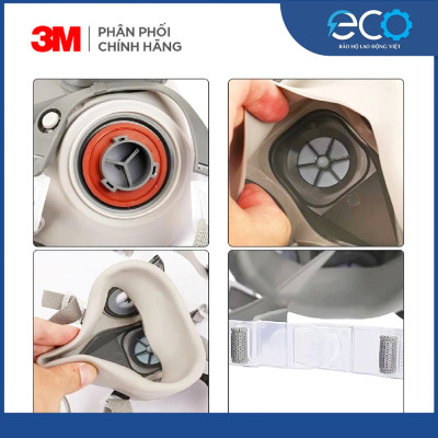 Bộ mặt nạ phòng độc 3M 6100/6200 với phin lọc 6006 kết hợp tấm lọc bụi 5N11 cùng nắp giữ 501 (7 món)