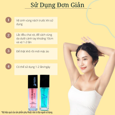 COMBO Xịt Khử Mùi DEORA CLEAR & AROMA 50ml, Khử Mùi Hôi Nách, Ngăn Tiết Mồ Hôi, Không Gây Ố Vàng Áo